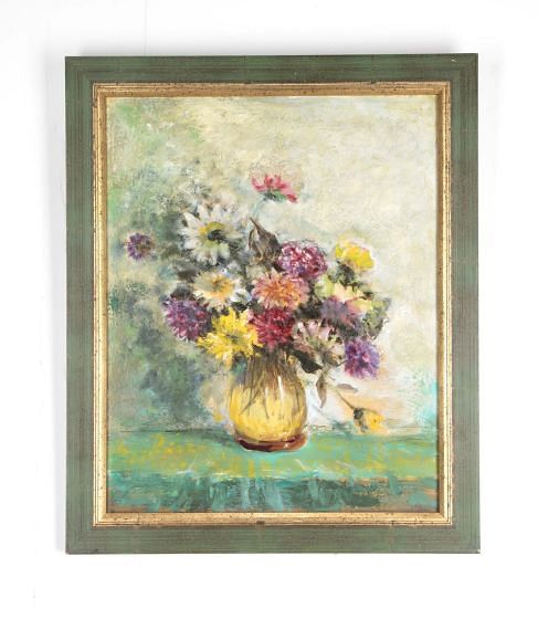 20th Century English Oil on Board Painting Still Life of Flowers