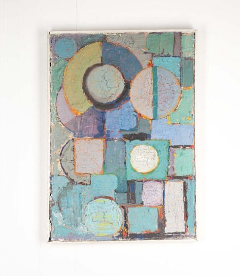 20th Century French Oil on Board Abstract Painting