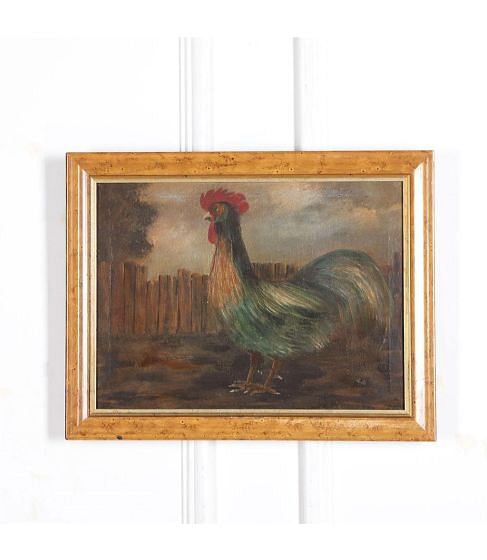 19th Century Primitive Cockerel Painting
