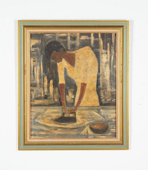 French 20th Century Portrait of Ironing Lady