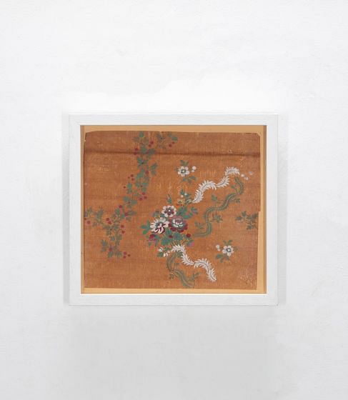 Early 19th Century French White & Crimson Flowers Textile Paper Design