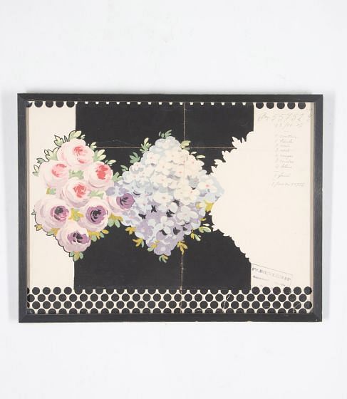 Early 20th Century French Framed Textile Gouache Design