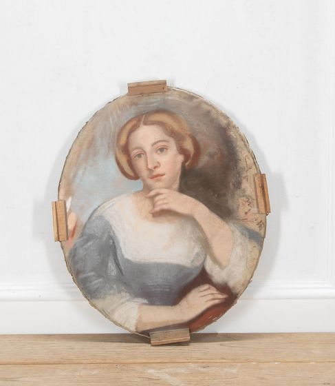 French 19th Century Pastel Of A Woman