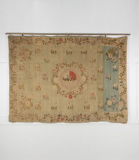 19th Century English Needlework Fabric Wall Hanging