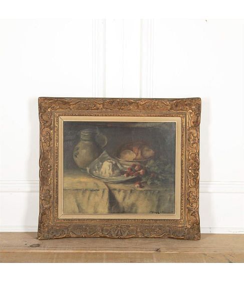 French 19th Century Oil Painting 'Radishes'