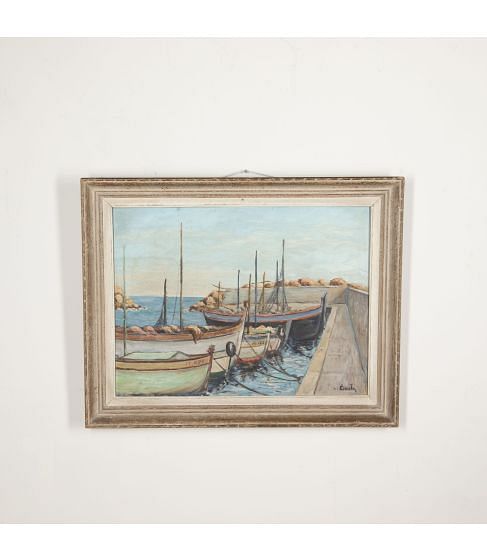 20th Century French Harbour Scene Painting