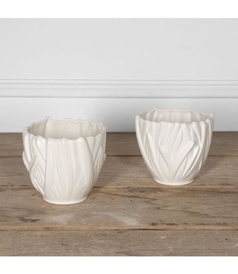 20th Century English White Glazed Flower Vases