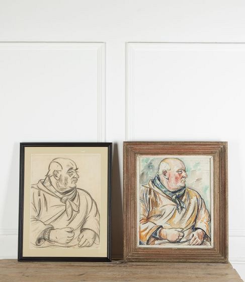 SALE: 20th Century French Signed Watercolour and Charcoal Sketch by Paul Paquereau