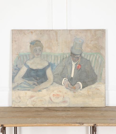 19th Century French Oil on Canvas of a Couple