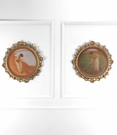 Pair of Late 19th Century Victorian Prints in Florentine Frames