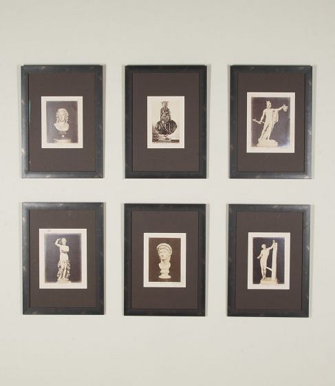 Set of Six 19th Century Italian Framed Photographs of Museum Statuary