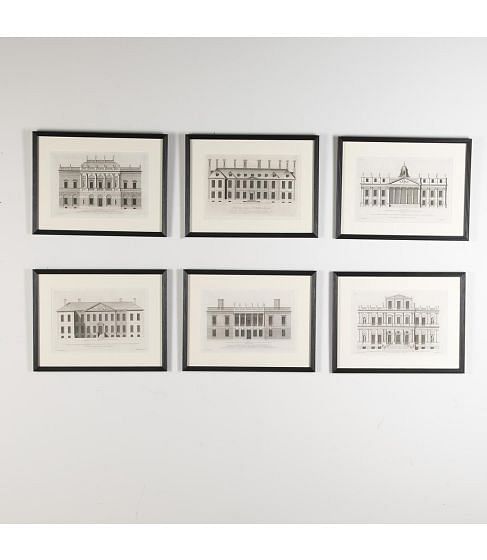 Set of Six Early 18th Century Architectural Engravings by Sir Colin Campbell