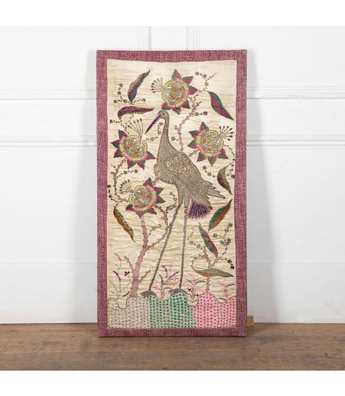 Early 20th Century Gujerati Embroidered and Sequinned Silk Textile