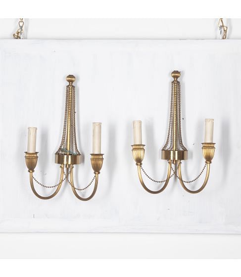 Pair of Mid-Century Gilt Bronze Wall Lights