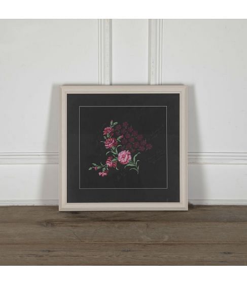 Bianchini-Ferier Pink Flowers on Black Background