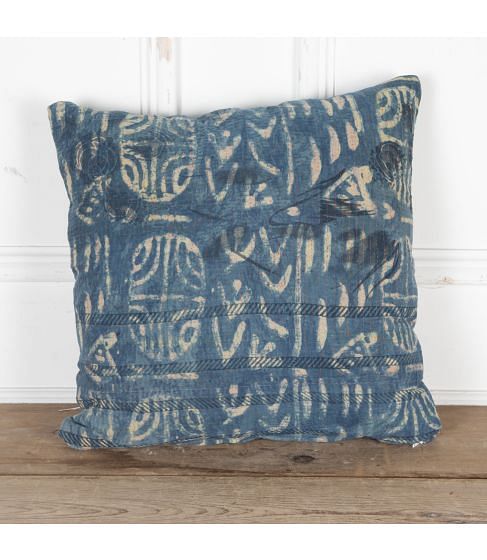 20th Century Block Printed Indian Textile Cushion
