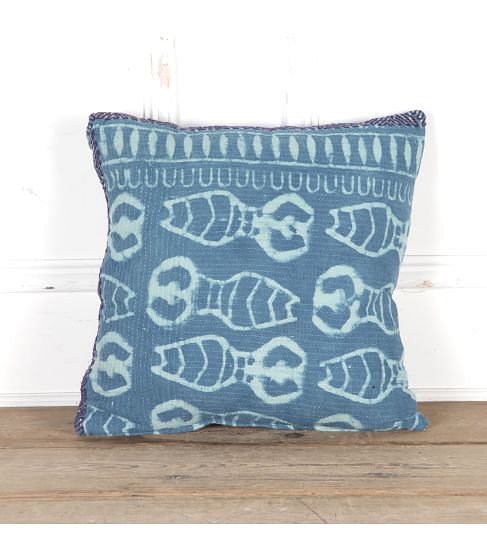 20th Century Block Printed Indian Textile Cushion
