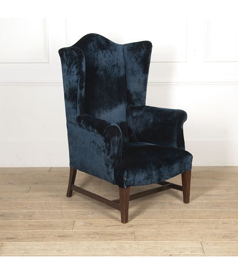 Late 19th Century Blue Velvet Armchair