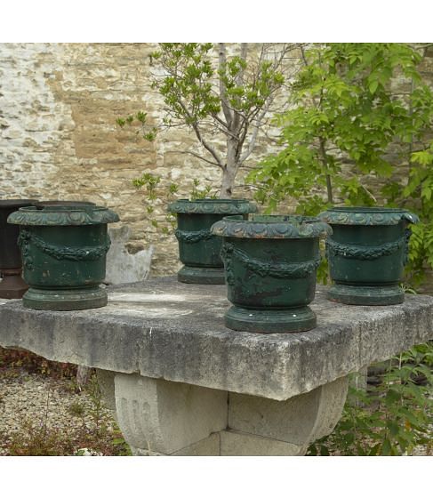 19th Century Cast Iron Garden Urns