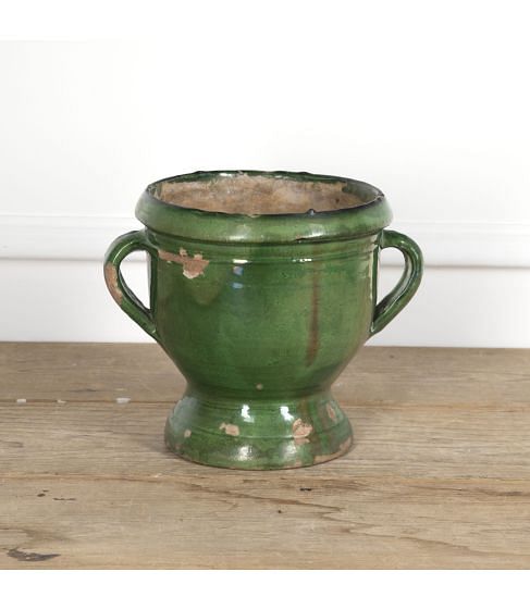 20th Century Castelnaudary Green Glazed Pot