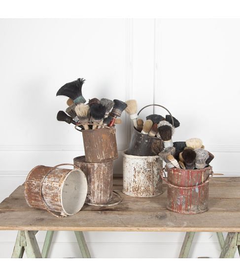 Collection of 20th Century Decorators Brushes and Six Buckets