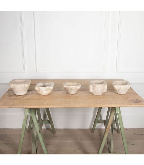 Collection of Five 18th and 19th Spanish Marble Mortars