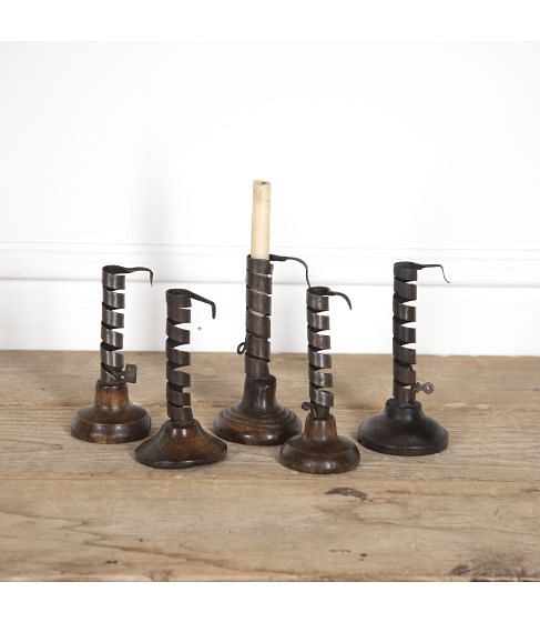 Collection Of Five 19th Century French Cellar Candlesticks