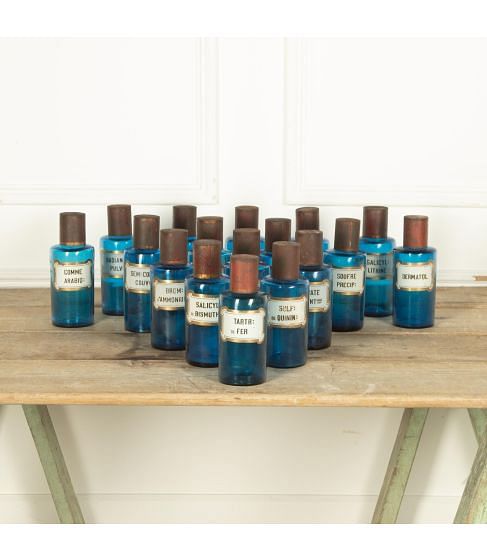 Collection of Seventeen 19th Century Apothecary Bottles
