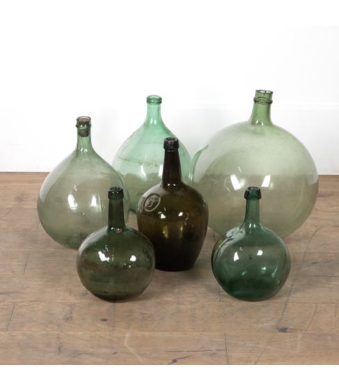 Collection of Six French Green Carboys
