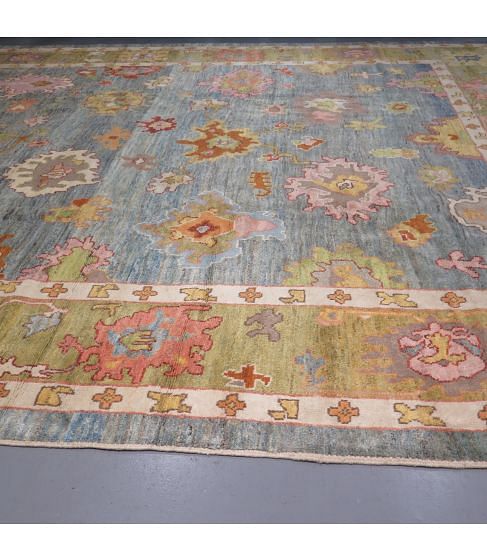 Contemporary Handwoven Oushak Carpet