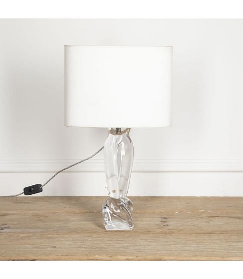 20th Century French Daum Crystal Owl Lamp