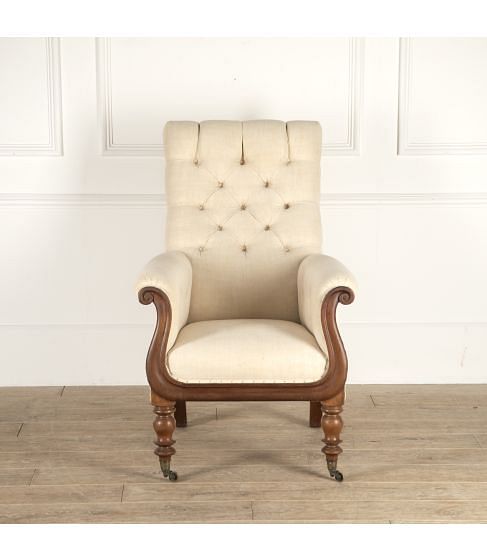 English 19th Century Mahogany Library Armchair