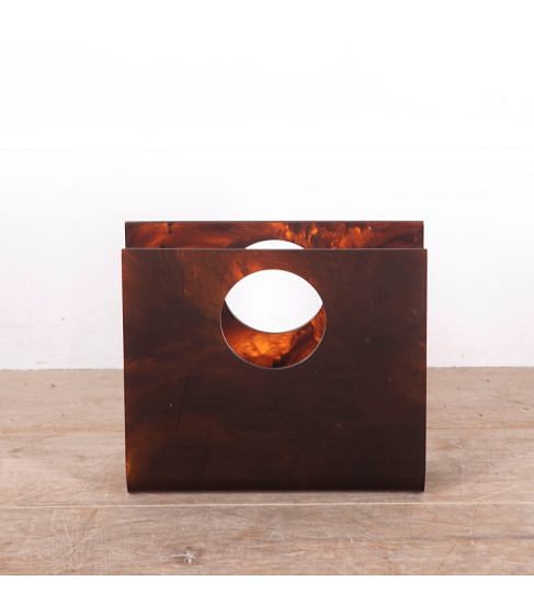 Faux Tortoiseshell Lucite Magazine Holder