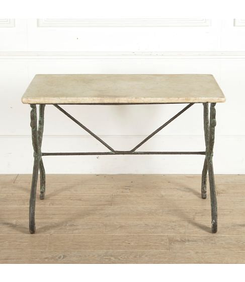 French 19th Century Cast Iron Table with Marble Top