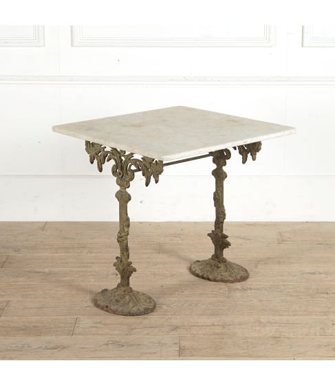 French 19th Century Cast Iron Table with Marble Top