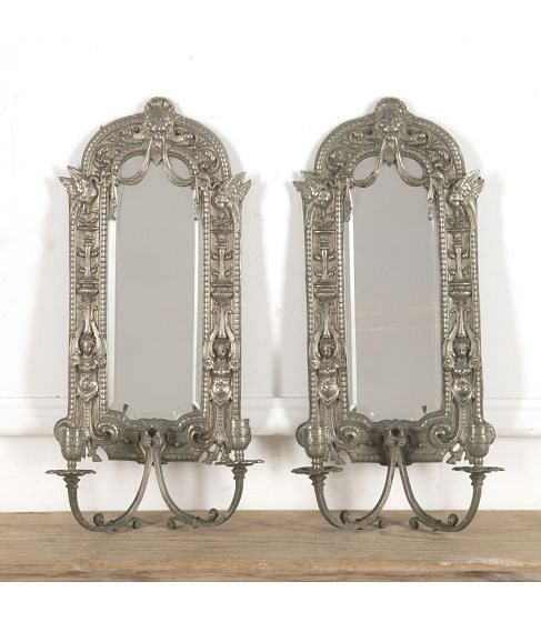 French Neoclassical Mirrored Wall Lights