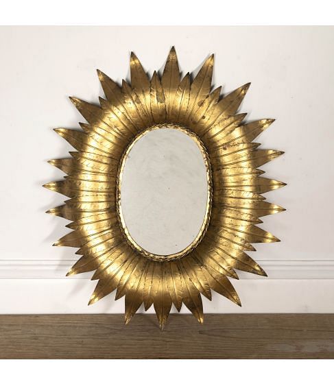 20th Century Gilded Iron Leaf Mirror
