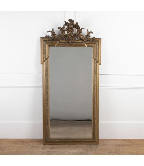 Large 19th Century Crested Giltwood Wall Mirror