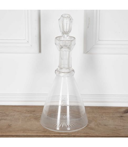 Large 19th Century Decanter With Engraved Elephant
