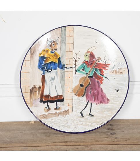 Large 20th Century French Ceramic Platter by L.Valenti