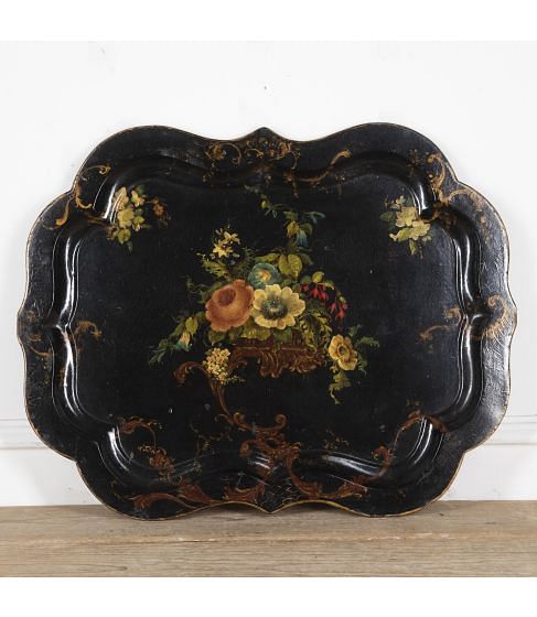 Large Napoleon III Tole Papier Mache Tray