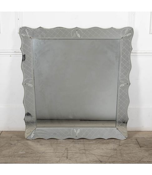 Large 20th Century Venetian Etched Wall Mirror