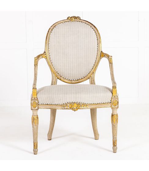 Late 18th Century English Painted and Parcel Gilt Armchair