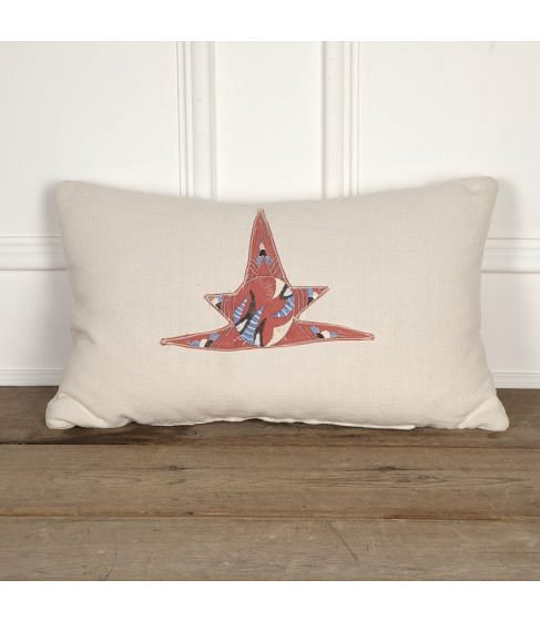 20th Century Linen Cushion With Hand Stitched Applique