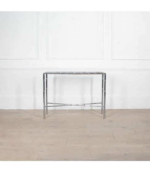 Mid 20th Century Chromed Faux Bamboo Side Table