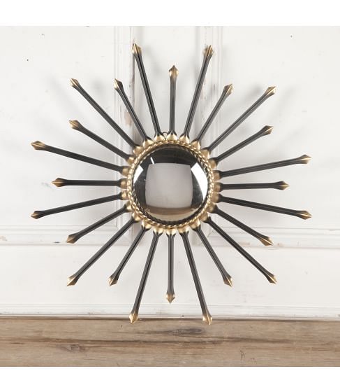 20th Century Chaty Vallauris Convex Black Sun Mirror