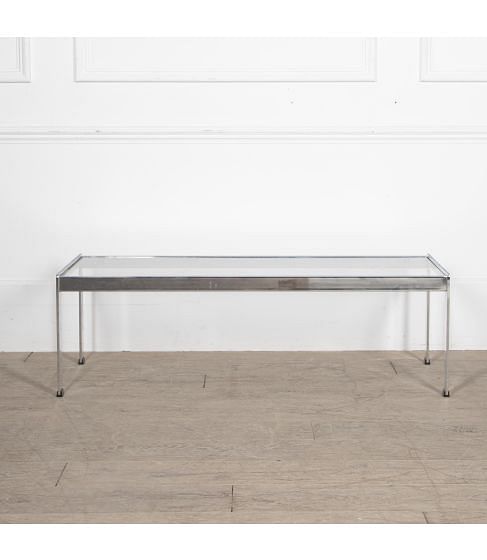 Mid-Century Chrome and Glass Coffee Table