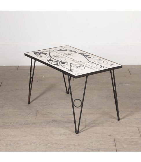 Mid Century Coffee Table with Tiled Top