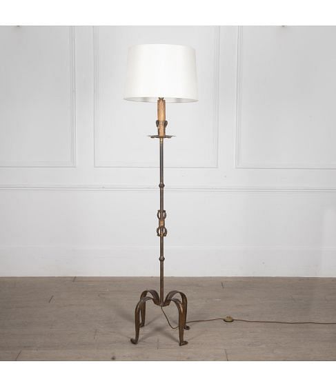 Mid-Century Spanish Gilded Iron Floor Lamp