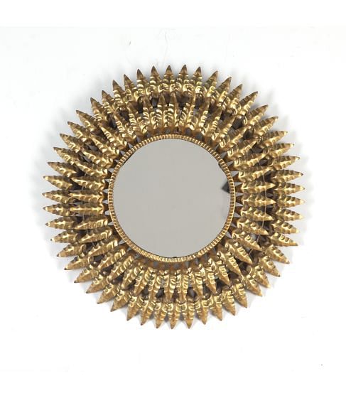20th Century Spanish Gilt-metal Leaf Mirror